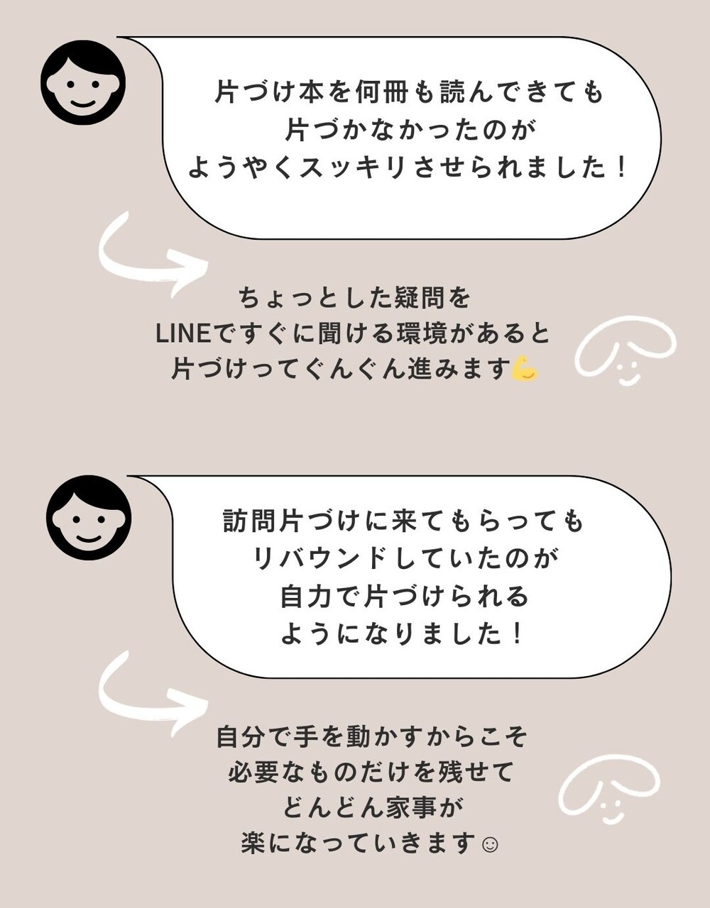 自分の片づけを見守っている人がいると思うと続けられる」【LINE