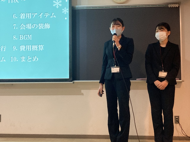 冬の模擬結婚式 プレゼン 大原トラベル ホテル ブライダル専門学校浜松校