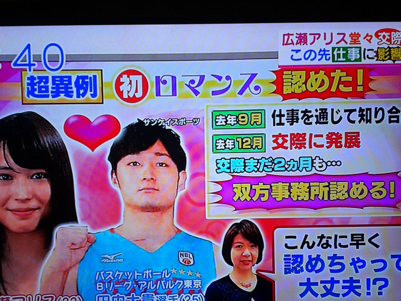 広瀬アリスさん 堂々交際宣言 バスケットつながりです 広瀬アリス 熱愛 恋愛観 プランナーの独り言