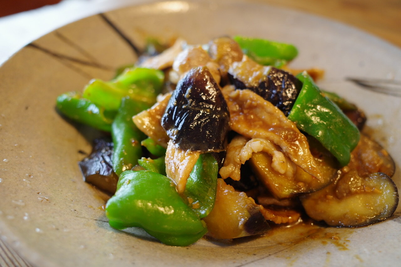 茄子とピーマン、豚肉の味噌炒め おやじ厨房に入る