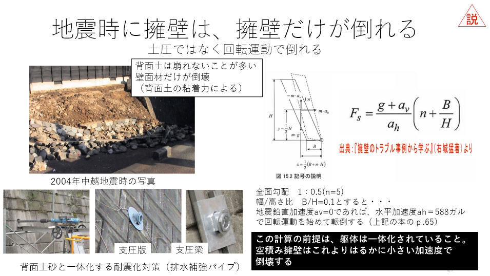 擁壁単独の転倒防止 ぼちぼちと２