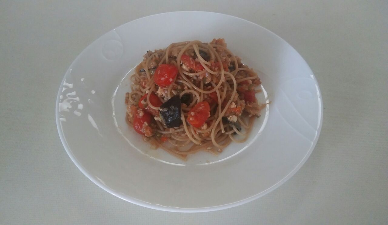 プチトマトと揚げ茄子のミートソースパスタ おいしい無塩レシピブログ