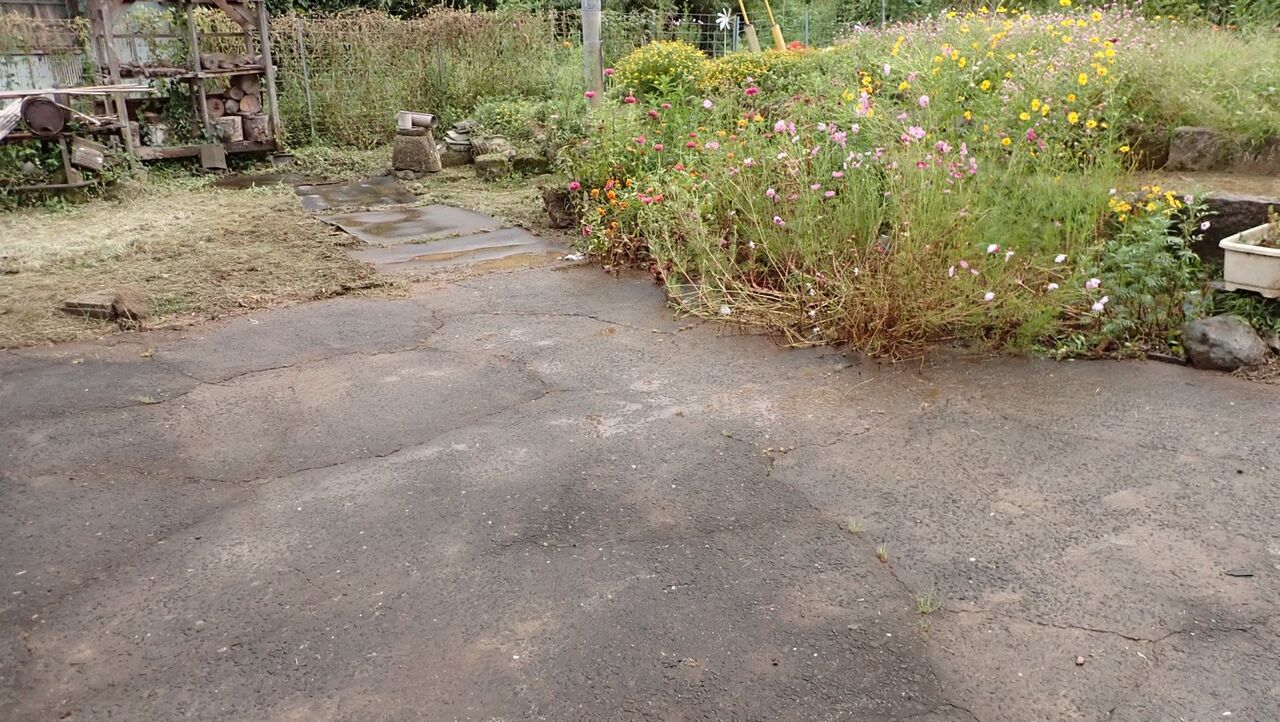 土埃は水掃きで始末 : 大分屋3の週末だけのブログ