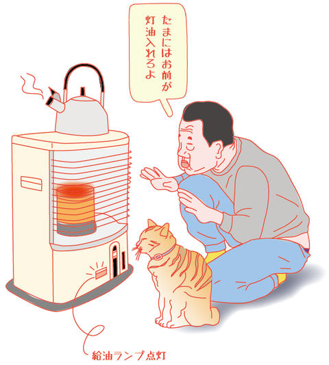 ネコと石油ストーブ