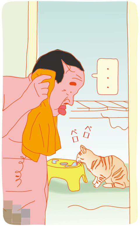 風呂イスとネコ