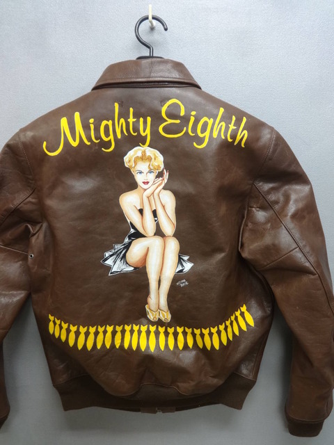 ★フライトジャケット★A-2★ラフウェア★ハンドペイント★CUSTOM KING A-2フライトジャケット「Mighty Eighth」ハンドペイント