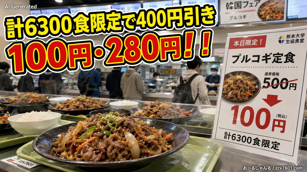 【速報】熊本大「『大学生に肉を食べさせて』と多額寄付、学食を値引きします!」→韓国料理プルコギなど