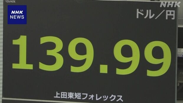 1ドル139円台に突入 7カ月ぶりの円高ドル安水準