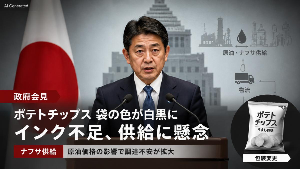 【速報】カルビー、ポテチのインク白黒発表は過剰演出か　副官房長官「国内需要量に応じた必要量を供給することができている」