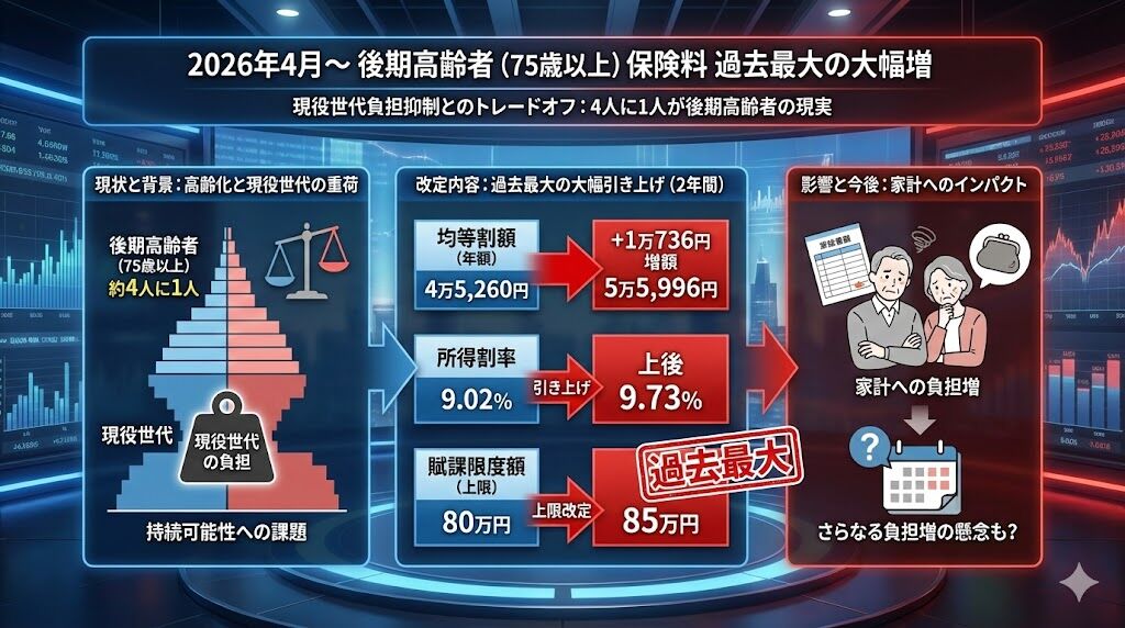 【来年4月から】75歳以上の後期高齢者の健康保険料が過去最大の大幅引き上げ「2年間ごとに見直し可能」
