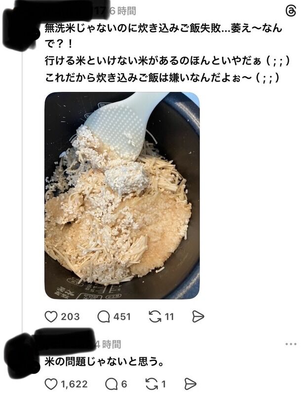 【画像】女「炊き込みご飯失敗」