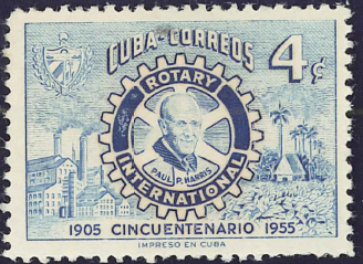 ﾛｰﾀﾘｰ切手　ｷｭｰﾊﾞ 1955-02-23 4¢