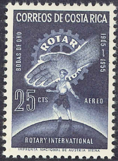 ﾛｰﾀﾘｰ切手　ｺｽﾀﾘｶ　1956-02-07　25₡