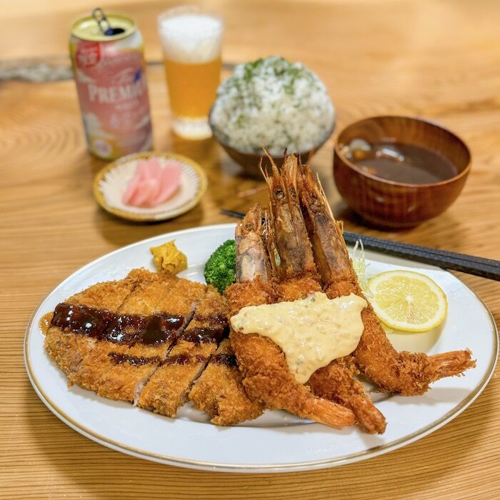 自宅めし とんかつ＆エビフライ定食 : さぷら伊豆！渋谷の平日・伊豆の休日