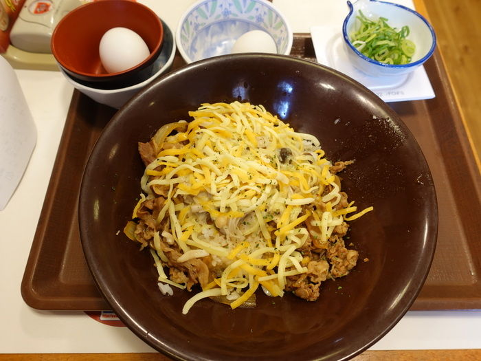 さぷら伊豆 渋谷の平日 伊豆の休日 すき家 きのこペペロンチーノ牛丼チーズおんたまmix
