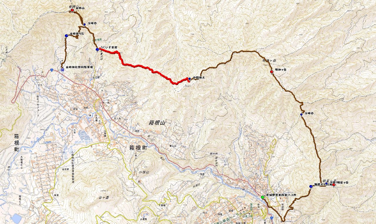 箱根外輪山縦走 鉞と絶景からの冬支度した山巡り その5 神奈川県 うぐいす茶屋 稜線中間地点 Teku Log