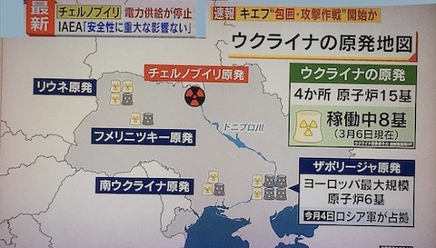 ウクライナの原発地図