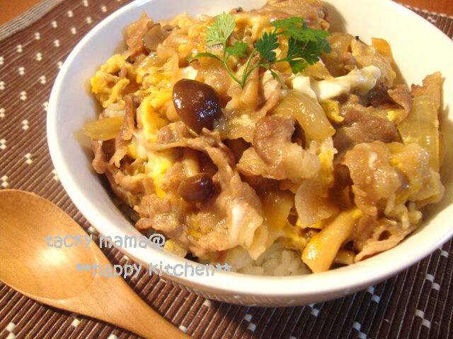 豚肉としめじの卵とじ丼☆と、お料理バトン : たっきーママ