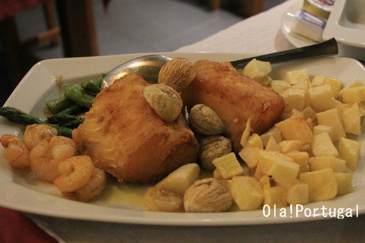 ポルトガル料理:Bacalhau em azeite de Marvao e castanhas