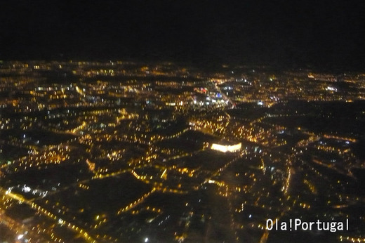 ポルトガル旅行記:リスボンの夜景(機内から)