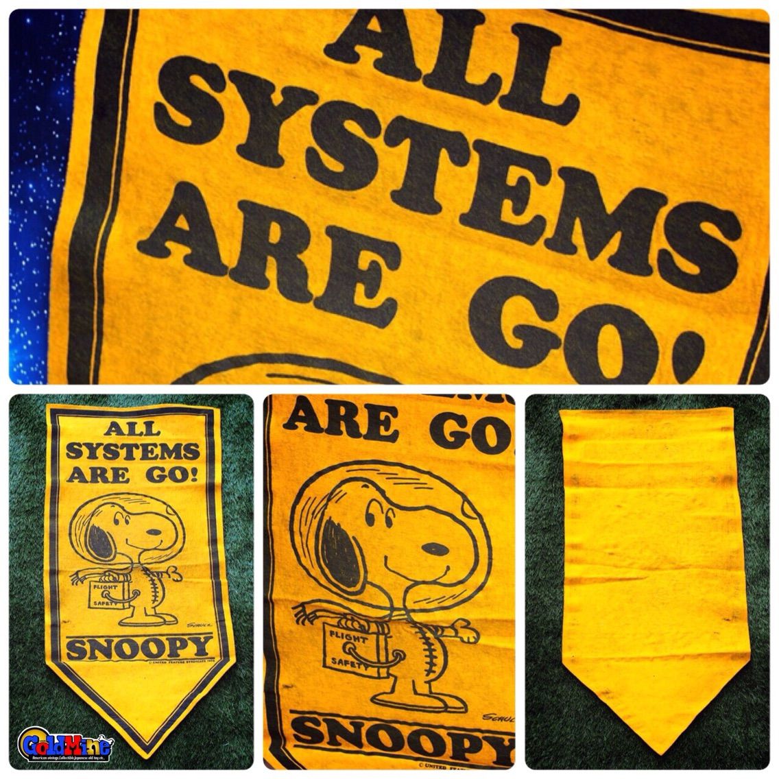 フェルト製ペナント アストロノーツ 黄色 The Old Snoopy Collection