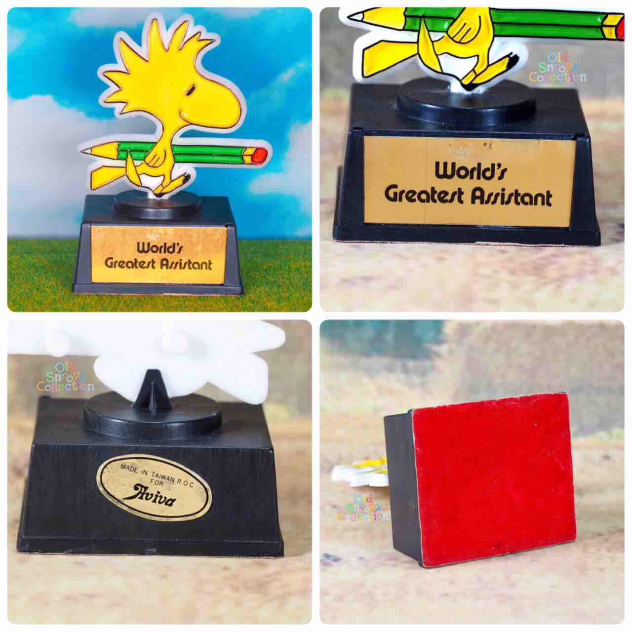 ペンを持ったウッドストックのトロフィー青台座 : The Old Snoopy