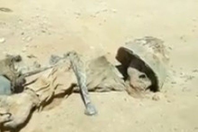 【動画】 砂漠で死んだ兵士のミイラが発見される。まるでインディー・ジョーンズのシーン。