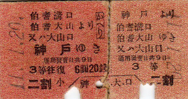No149【往復乗車券、大正、昭和戦前】大正8年湊町ヨリ、昭和11年神戸