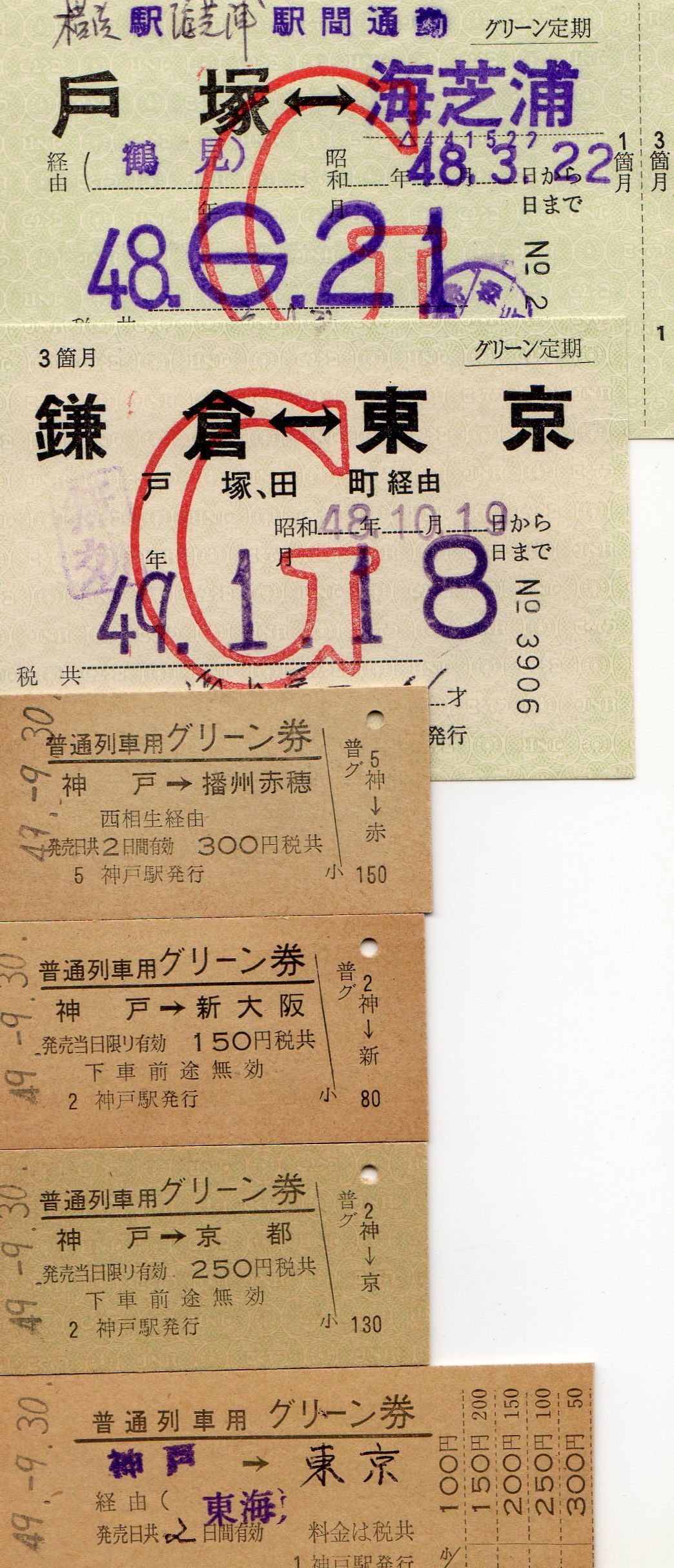 使用済み切符 グリーン指定券 本日の切符：JR東日本 成田駅発行 普通列車グリーン券・成田駅