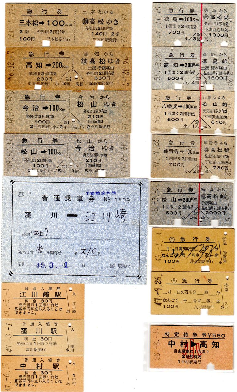 昭和21年終戦直後の長距離券・宮島口より都区内ゆき３等Ｂ型硬券☆運輸通信省時代☆ 昭和21年終戦直後の長距離券・宮島口より都区内ゆき3