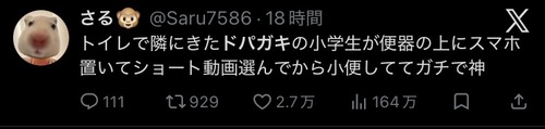 【悲報】ドパガキ、トイレでの行動が一線を超えるｗｗｗｗのサムネイル