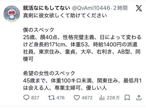 【悲報】弱者男性「真剣に彼女欲しくて助けてください」→心ない人達にボコボコにされるｗｗｗｗ