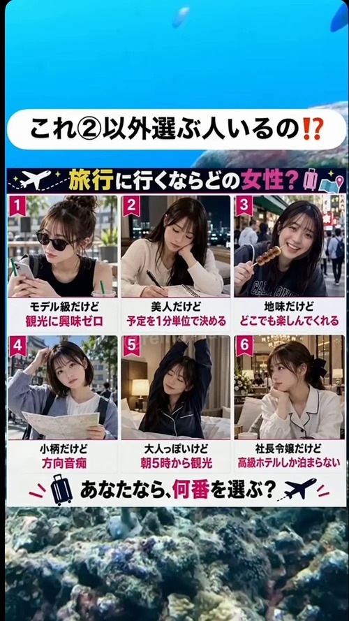 【画像】一緒に旅行行くなら、この中の誰を選ぶ？ｗｗｗｗ