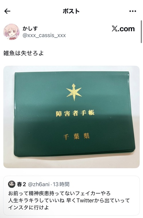 【悲報】X民さん、激アツの「障害者手帳バトル」を繰り広げてしまう