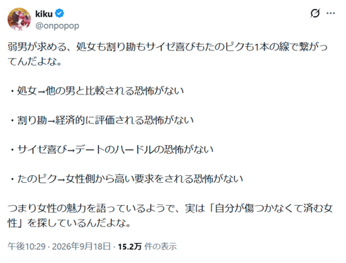 【悲報】弱男が好む女の特徴、一本の線で繋がっていたｗｗｗｗ