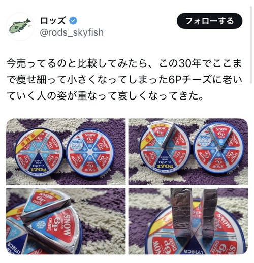 【画像】X民「6Pチーズを今と昔で比べてみた結果ｗ」