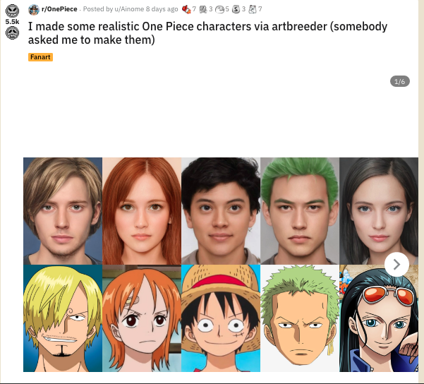 画像 外国人がaiで ワンピース を実写化したら全員白人になって草ｗｗｗｗ 人気の アプリ コミック にどっぷりハマって暇なし生活