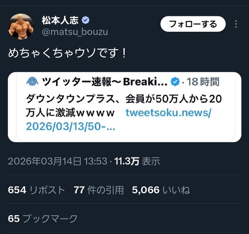 【朗報】松本人志、お気持ち表明ｗｗｗｗ