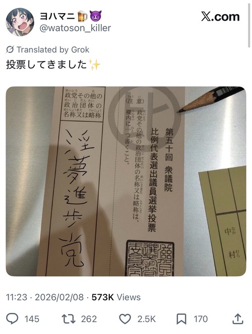 【画像】アニメアイコン「投票してきました」(ﾊﾟｼｬｯ→ふざけすぎて叩かれるｗｗｗ