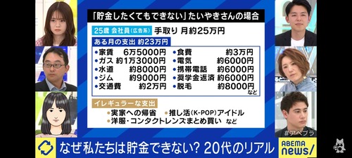 【画像】手取り25万、全く貯金ができない女性の生活費がコチラｗｗｗｗ