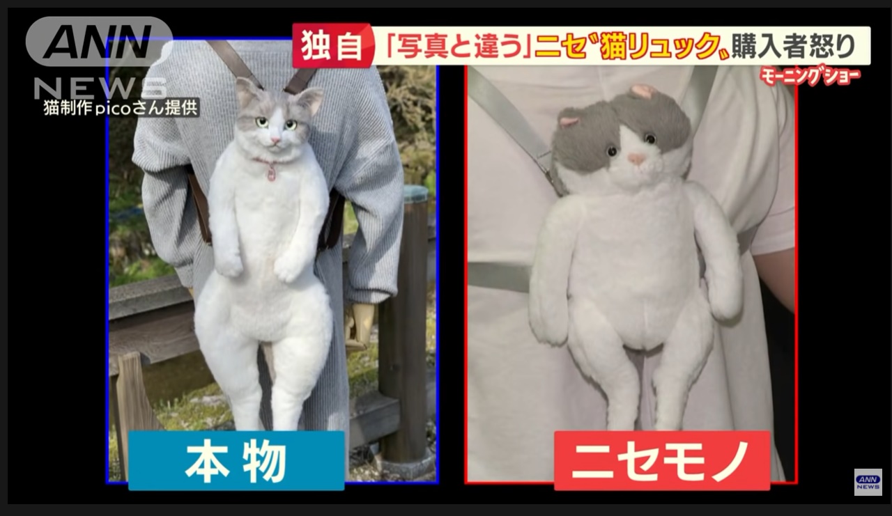 悲報 購入者 40代 さん ウキウキで 猫リュック 買うもとんでもない偽物が届いてしまう ホモビの刃速報