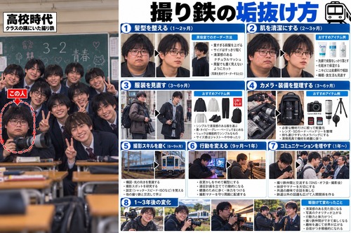 【画像】撮り鉄「1年でこんな変われます」→ガチで垢ぬけてしまうｗｗｗｗｗ