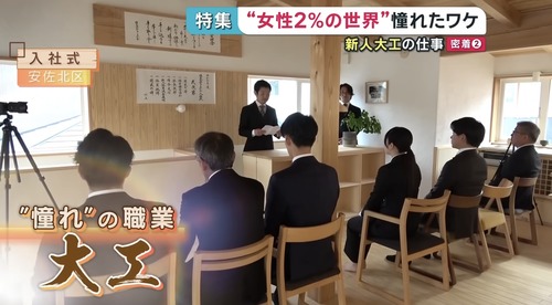 【画像】「女性2%の世界」に入った新人女性大工さんの姿がこちらｗｗｗｗｗ