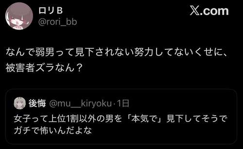 【悲報】アニメアイコン「女子って一部の強男以外を本気で見下してそうで怖い」←これｗｗｗｗ