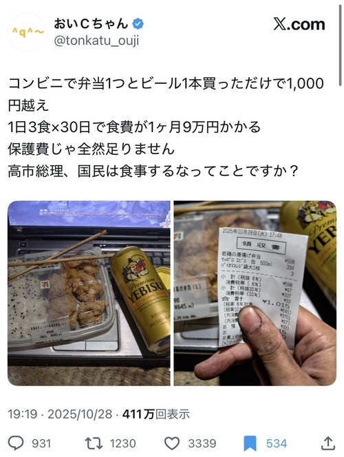 【悲報】生活保護の男性「月に食費9万かかる。保護費全然足りません」」