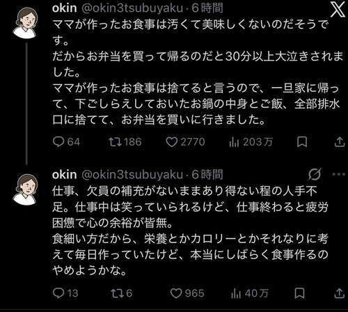【悲報】息子「ママが作ったお弁当は汚くて美味しくない」→弁当を捨ててお店のを買ってくる…
