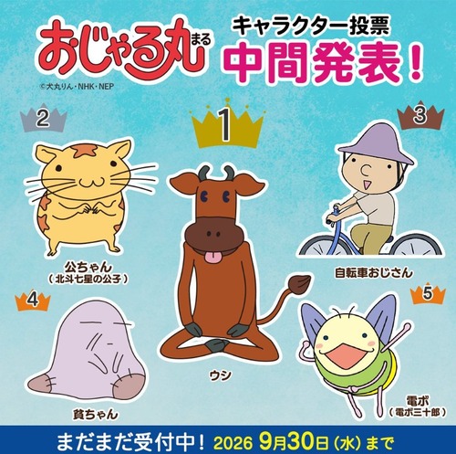 【悲報】おじゃる丸の人気投票、完全にふざけてしまうｗｗｗｗｗ