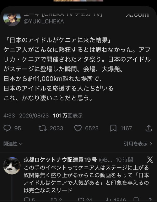 【驚愕】日本アイドル、「ケニア」でコンサートした結果ｗｗｗｗ