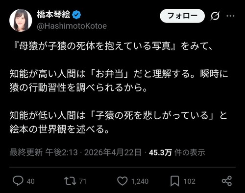 【悲報】有識者「とある写真を見たときの、知能の高い人と低い人の違いがこれｗ」