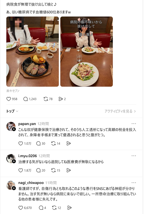 【悲報】糖尿病患者、ヤバすぎる行動をして大炎上するｗｗｗｗ